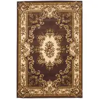 Photo of Plum Ivory Machine Woven Hand Carved Floral Medallion Indoor Area Rug