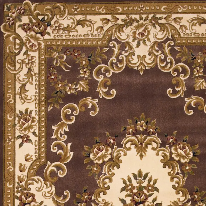 Plum And Ivory Floral Medallion Area Rug Photo 5