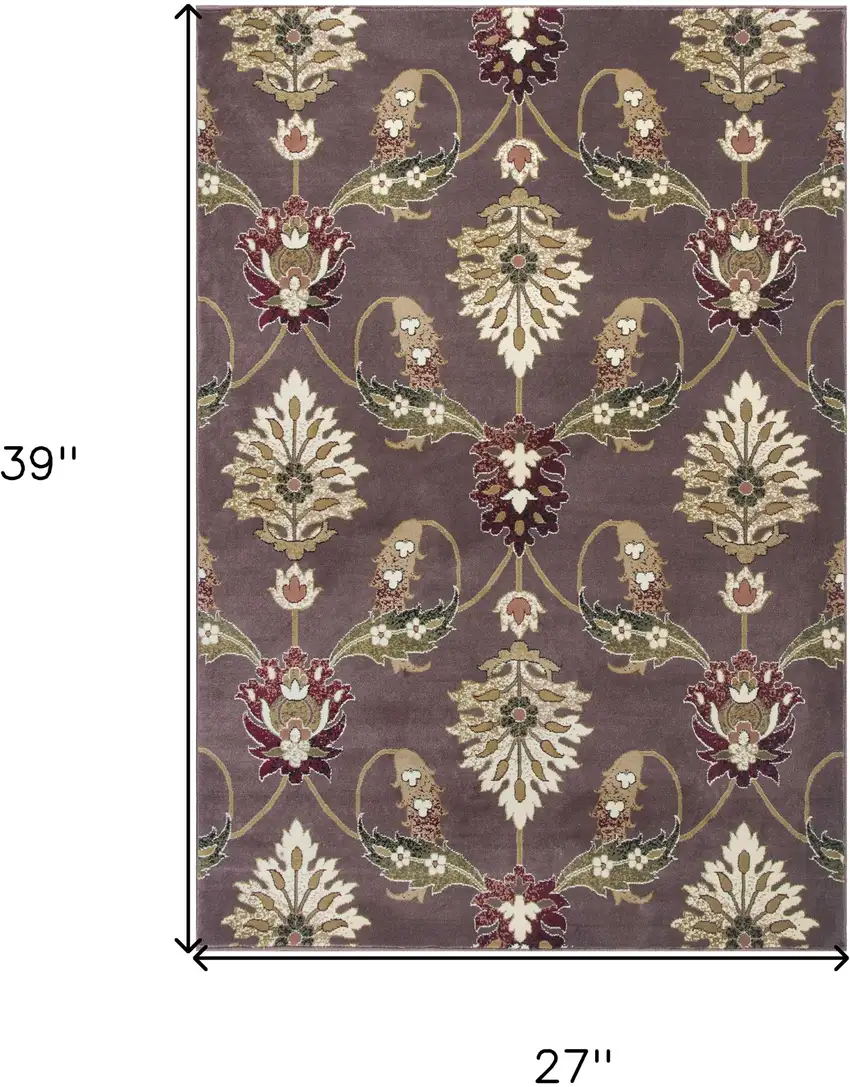 Plum Machine Woven Floral Traditional Indoor Accent Rug Photo 8