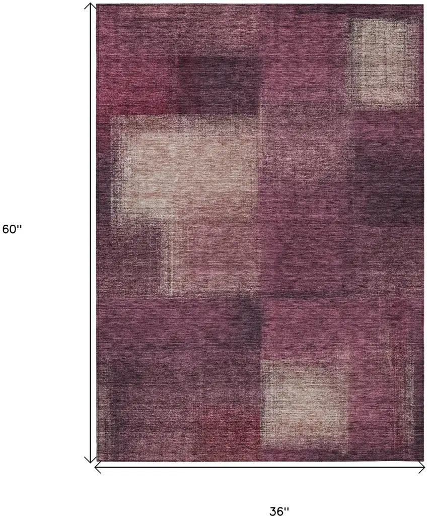Plum Mauve And Beige Abstract Washable Indoor Outdoor Area Rug Photo 3