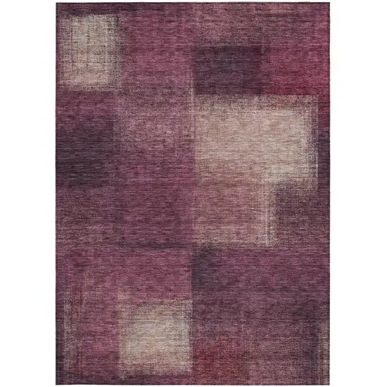 Plum Mauve And Beige Abstract Washable Indoor Outdoor Area Rug Photo 5
