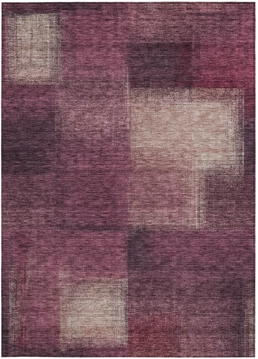Plum Mauve And Beige Abstract Washable Indoor Outdoor Area Rug Photo 5