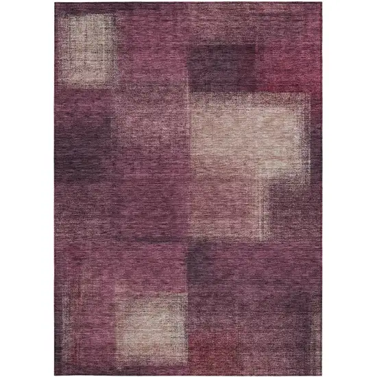 Plum Mauve And Beige Abstract Washable Indoor Outdoor Area Rug Photo 5