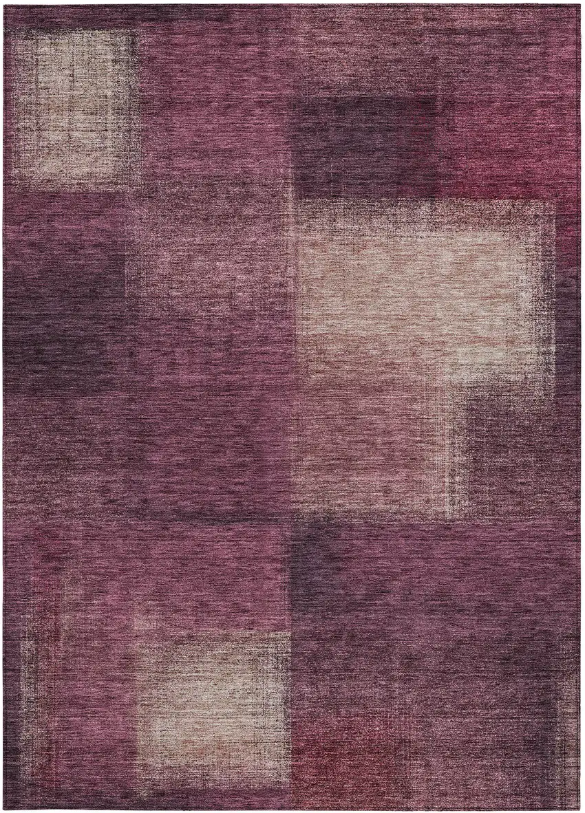 Plum Mauve And Beige Abstract Washable Indoor Outdoor Area Rug Photo 5