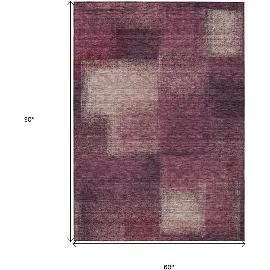 Plum Mauve And Beige Abstract Washable Indoor Outdoor Area Rug Photo 3