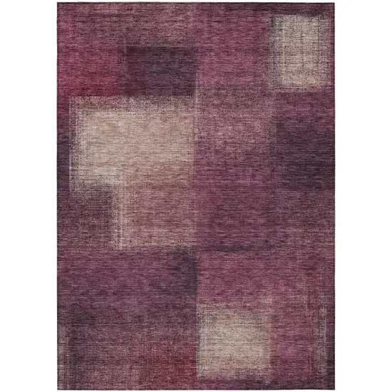 Plum Mauve And Beige Abstract Washable Indoor Outdoor Area Rug Photo 1