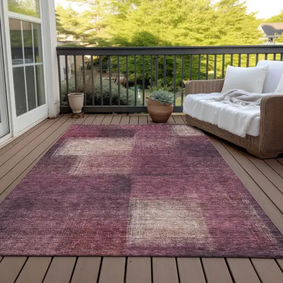 Plum Mauve And Beige Abstract Washable Indoor Outdoor Area Rug Photo 6