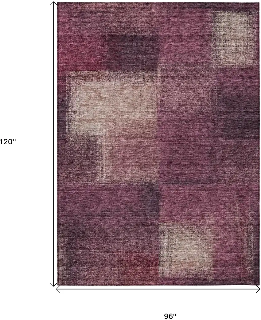 Plum Mauve And Beige Abstract Washable Indoor Outdoor Area Rug Photo 3