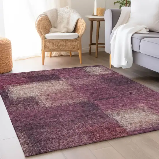 Plum Mauve And Beige Abstract Washable Indoor Outdoor Area Rug Photo 7