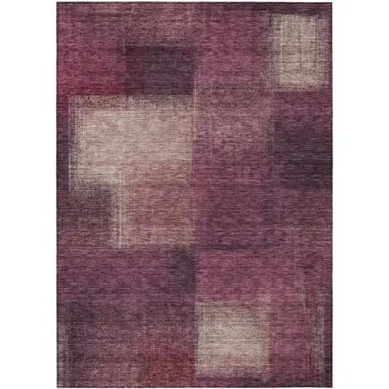 Plum Mauve And Beige Abstract Washable Indoor Outdoor Area Rug Photo 1