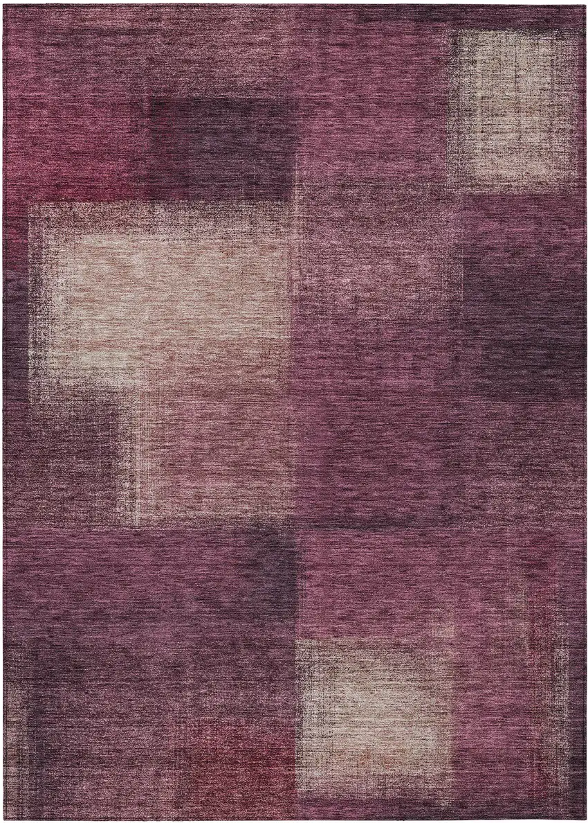 Plum Mauve And Beige Abstract Washable Indoor Outdoor Area Rug Photo 1
