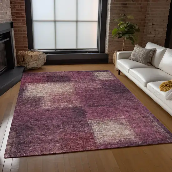 Plum Mauve And Beige Abstract Washable Indoor Outdoor Area Rug Photo 8