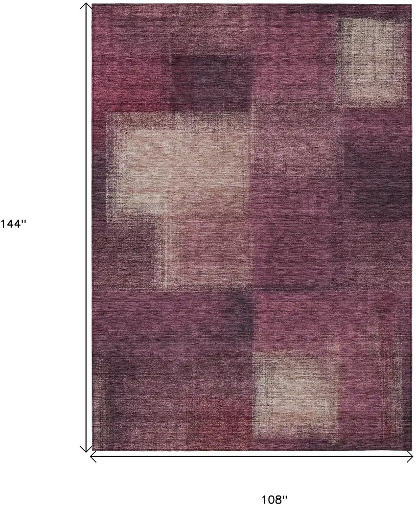 Plum Mauve And Beige Abstract Washable Indoor Outdoor Area Rug Photo 3