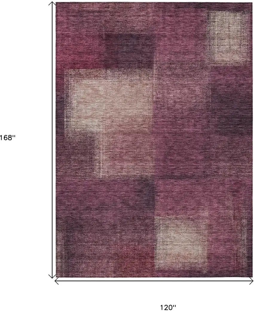 Plum Mauve And Beige Abstract Washable Indoor Outdoor Area Rug Photo 3