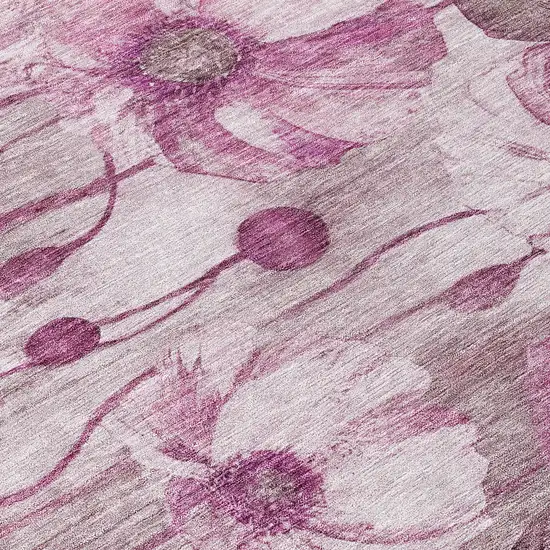 Plum Mauve And Pink Floral Washable Indoor Outdoor Area Rug Photo 4