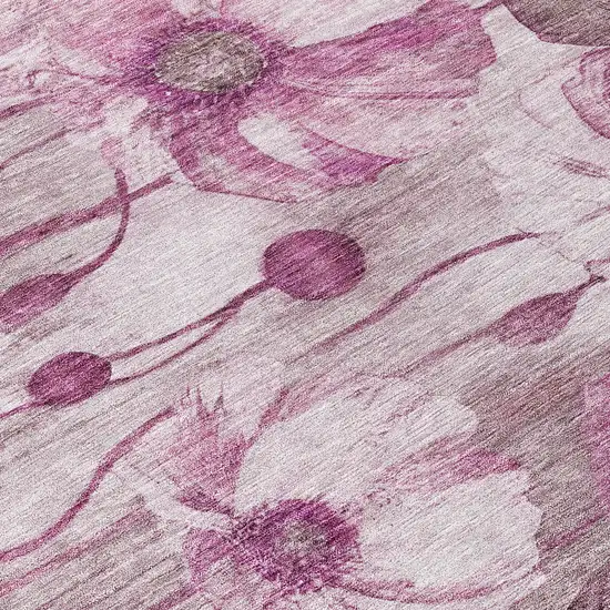 Plum Mauve And Pink Floral Washable Indoor Outdoor Area Rug Photo 4