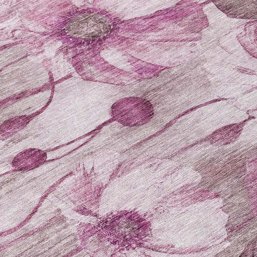 Plum Mauve And Pink Floral Washable Indoor Outdoor Area Rug Photo 4