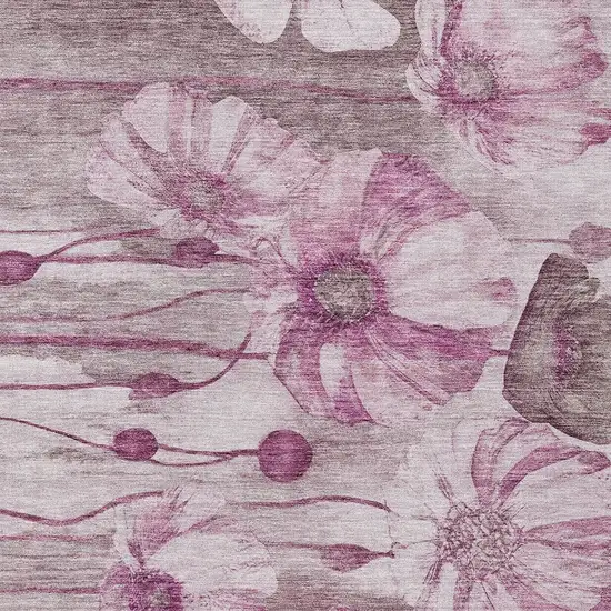 Plum Mauve And Pink Floral Washable Indoor Outdoor Area Rug Photo 5