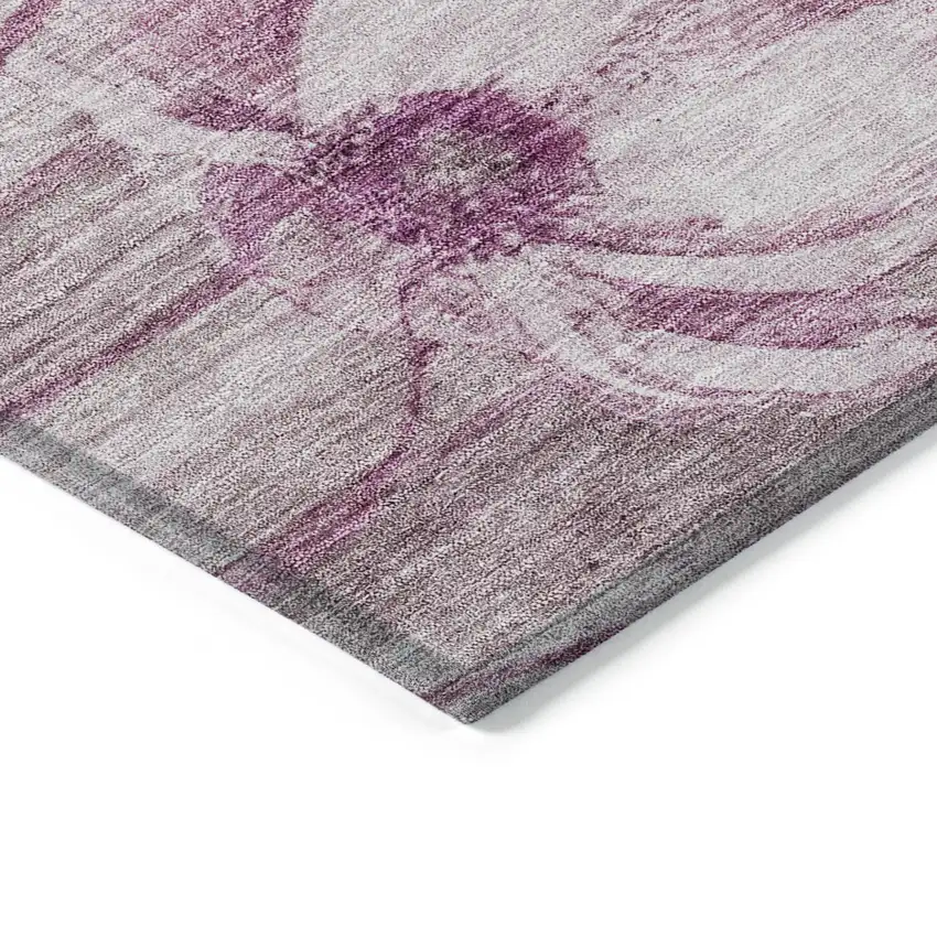 Plum Mauve And Pink Floral Washable Indoor Outdoor Area Rug Photo 3