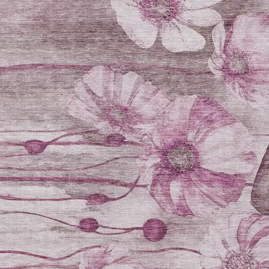 Plum Mauve And Pink Floral Washable Indoor Outdoor Area Rug Photo 5