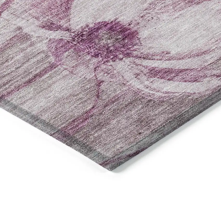 Plum Mauve And Pink Floral Washable Indoor Outdoor Area Rug Photo 3