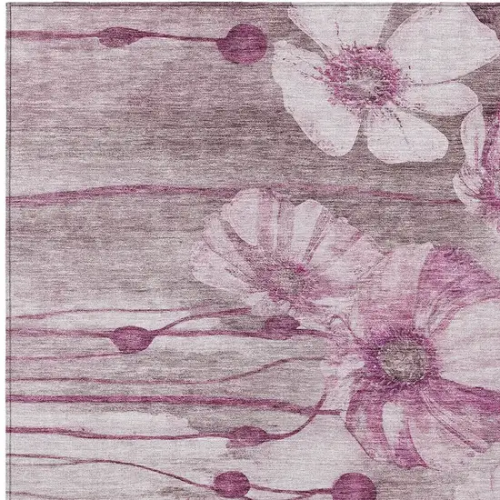 Plum Mauve And Pink Floral Washable Indoor Outdoor Area Rug Photo 5