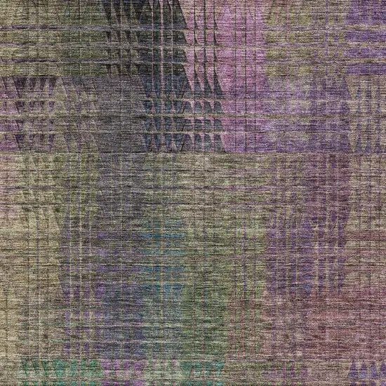 Plum Olive Green And Lavender Abstract Washable Indoor Outdoor Area Rug Photo 6