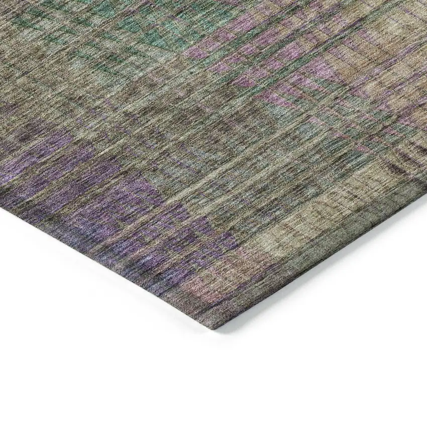 Plum Olive Green And Lavender Abstract Washable Indoor Outdoor Area Rug Photo 5