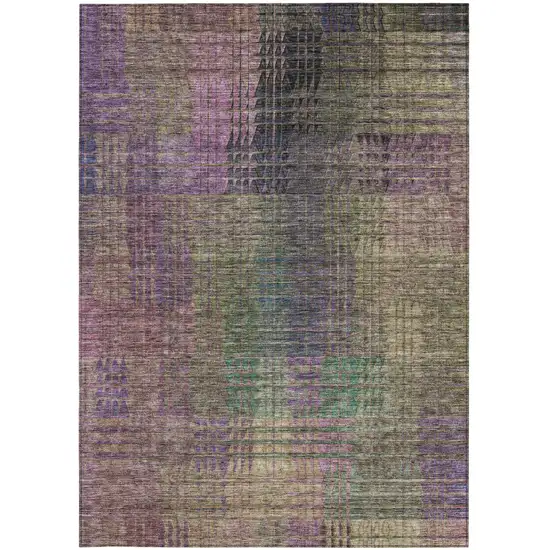 Plum Olive Green And Lavender Abstract Washable Indoor Outdoor Area Rug Photo 6