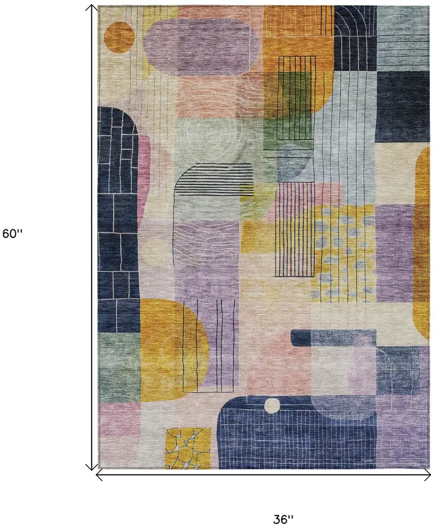 Plum Purple And Copper Abstract Washable Indoor Outdoor Area Rug Photo 8