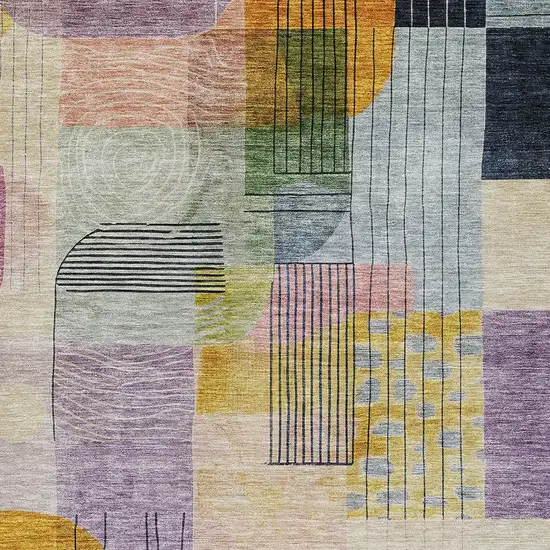 Plum Purple And Copper Abstract Washable Indoor Outdoor Area Rug Photo 5
