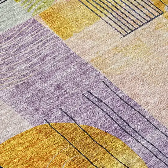 Plum Purple And Copper Abstract Washable Indoor Outdoor Area Rug Photo 6