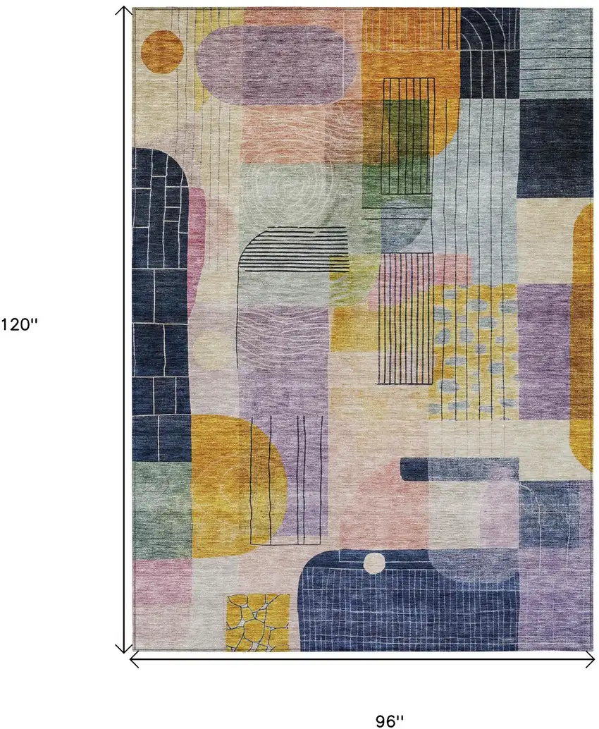 Plum Purple And Copper Abstract Washable Indoor Outdoor Area Rug Photo 8