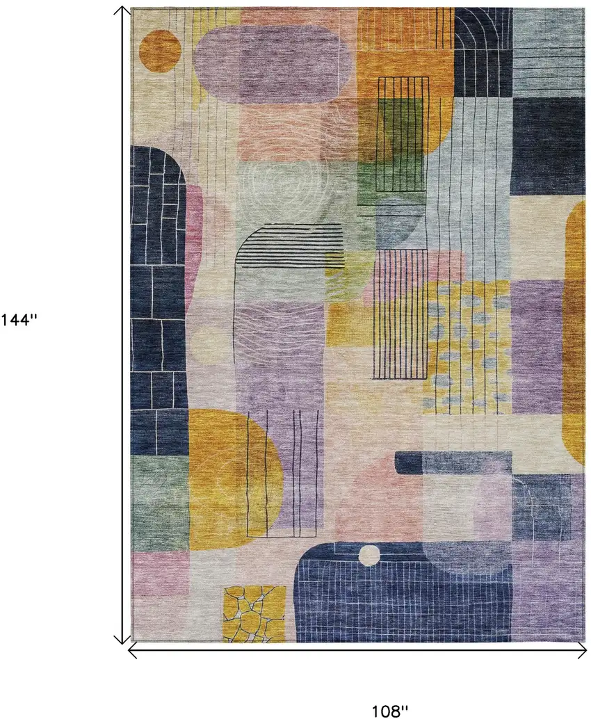 Plum Purple And Copper Abstract Washable Indoor Outdoor Area Rug Photo 8