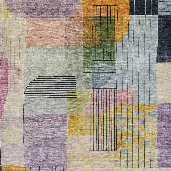 Plum Purple And Copper Abstract Washable Indoor Outdoor Area Rug Photo 5