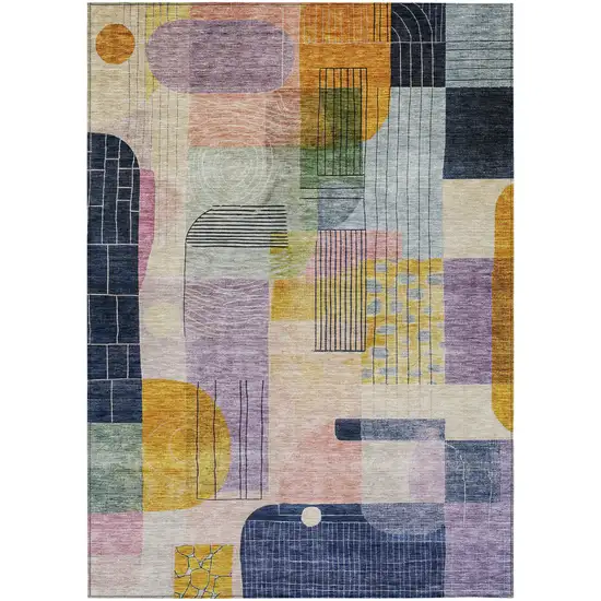Plum Purple And Copper Abstract Washable Indoor Outdoor Area Rug Photo 2