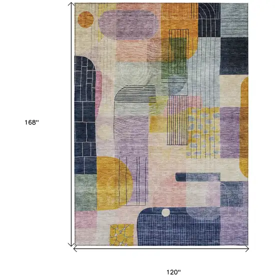Plum Purple And Copper Abstract Washable Indoor Outdoor Area Rug Photo 8