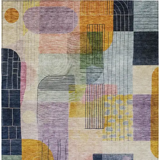 Plum Purple And Copper Abstract Washable Indoor Outdoor Area Rug Photo 7