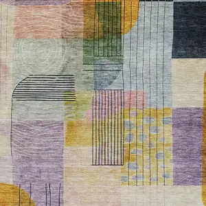 Photo of Plum Purple And Copper Abstract Washable Indoor Outdoor Area Rug