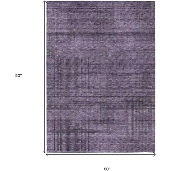 Plum Purple And Gray Striped Washable Indoor Outdoor Area Rug Photo 3