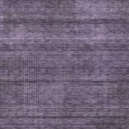 Plum Purple And Gray Striped Washable Indoor Outdoor Area Rug Photo 6