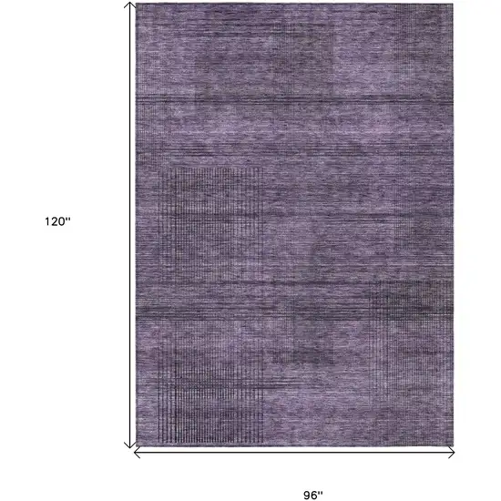 Plum Purple And Gray Striped Washable Indoor Outdoor Area Rug Photo 3