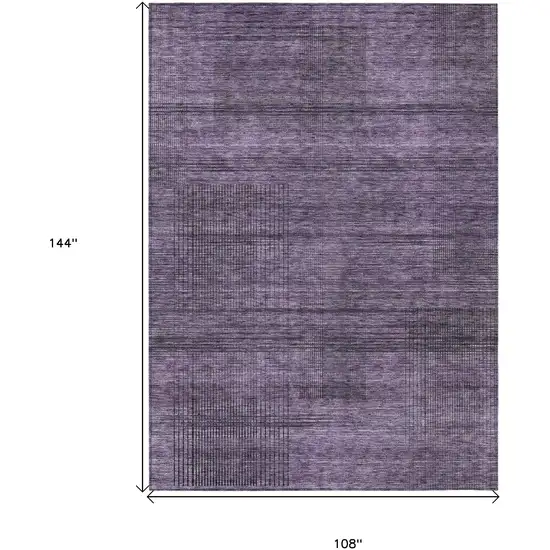 Plum Purple And Gray Striped Washable Indoor Outdoor Area Rug Photo 3