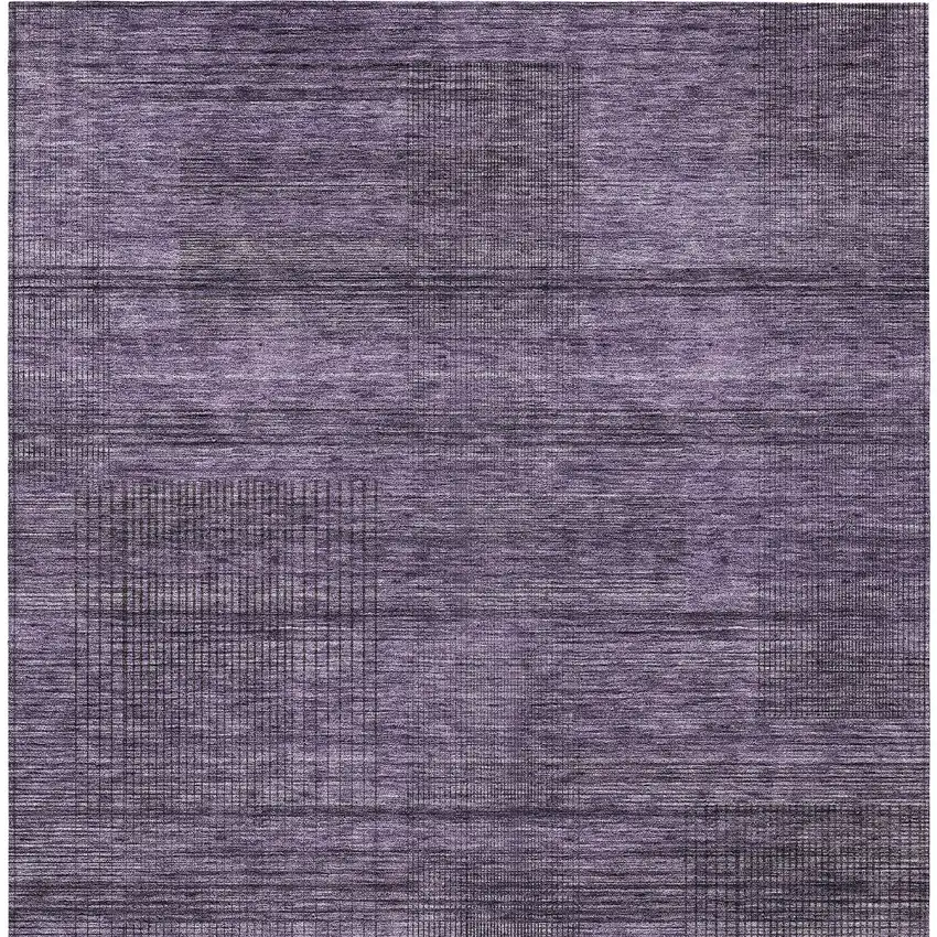 Plum Purple And Gray Striped Washable Indoor Outdoor Area Rug Photo 7