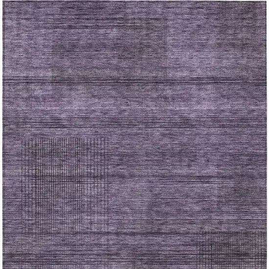 Plum Purple And Gray Striped Washable Indoor Outdoor Area Rug Photo 7