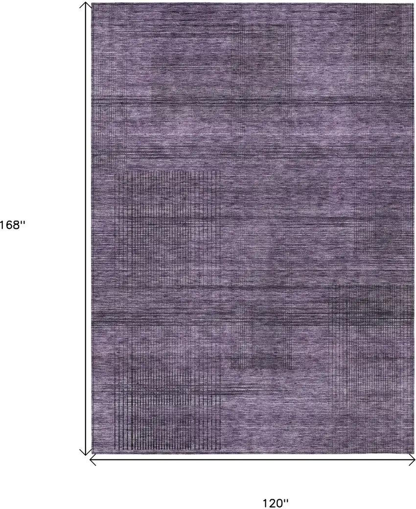 Plum Purple And Gray Striped Washable Indoor Outdoor Area Rug Photo 3
