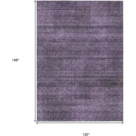 Plum Purple And Gray Striped Washable Indoor Outdoor Area Rug Photo 3