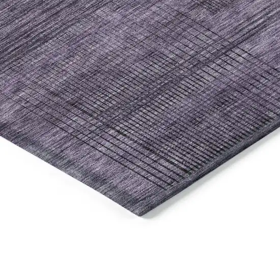 Plum Purple And Gray Striped Washable Indoor Outdoor Area Rug Photo 5