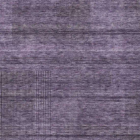 Plum Purple And Gray Striped Washable Indoor Outdoor Area Rug Photo 6