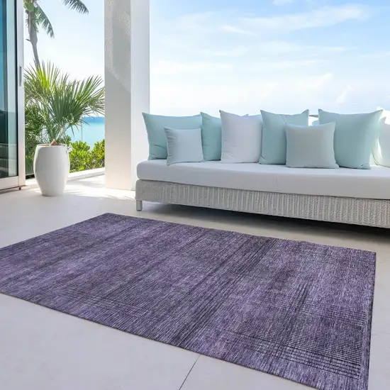 Plum Purple And Gray Striped Washable Indoor Outdoor Area Rug Photo 8